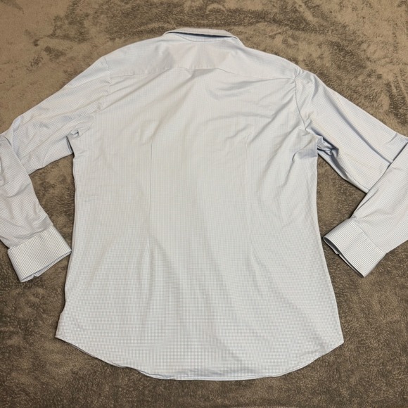 MIZZEN AND MAIN Spinnaker Collection Blue Gingham Dress Shirt Plaid XL Trim Fit - Picture 2 of 6